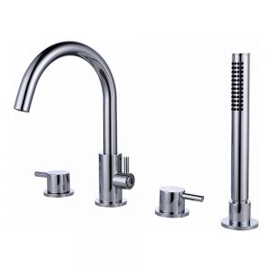 Rak Prima Tech Chrome Deck Mounted 4 Hole Bath Shower Mixer Tap