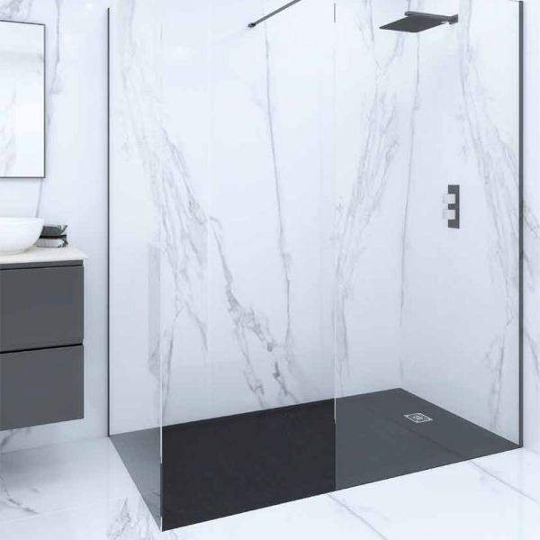 Rak Feeling Black Stone Effect 1600 x 900 Rectangular Shower Tray #4