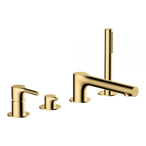 Rak Sorrento Brushed Gold Deck Mounted 4 Hole Bath Shower Mixer Tap