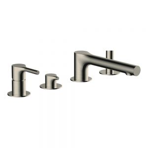 Rak Sorrento Brushed Nickel Deck Mounted 4 Hole Bath Shower Mixer Tap