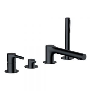 Rak Sorrento Matt Black Deck Mounted 4 Hole Bath Shower Mixer Tap