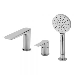 Rak Sport Chrome Deck Mounted 3 Hole Bath Shower Mixer Tap