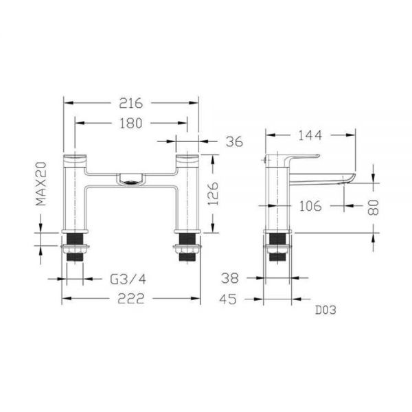 Rak Summit Chrome Bath Filler Tap #2