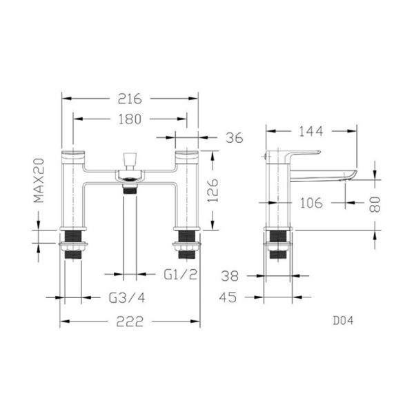 Rak Summit Chrome Bath Shower Mixer Tap #2