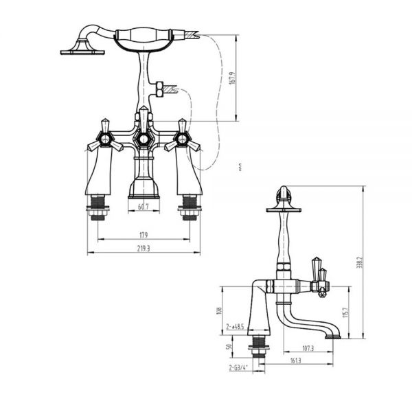 Rak Washington Chrome Bath Shower Mixer Tap #2