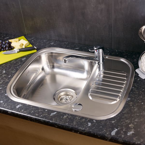 Reginox Regidrain Single Bowl Stainless Steel Kitchen Sink 595 x 470mm 2TH #3