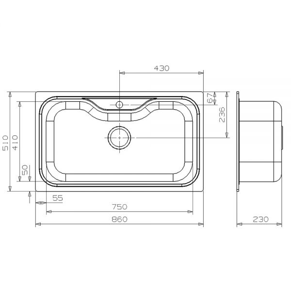 Reginox Jumbo Single Bowl Inset Stainless Steel Kitchen Sink 860 x 510mm #3