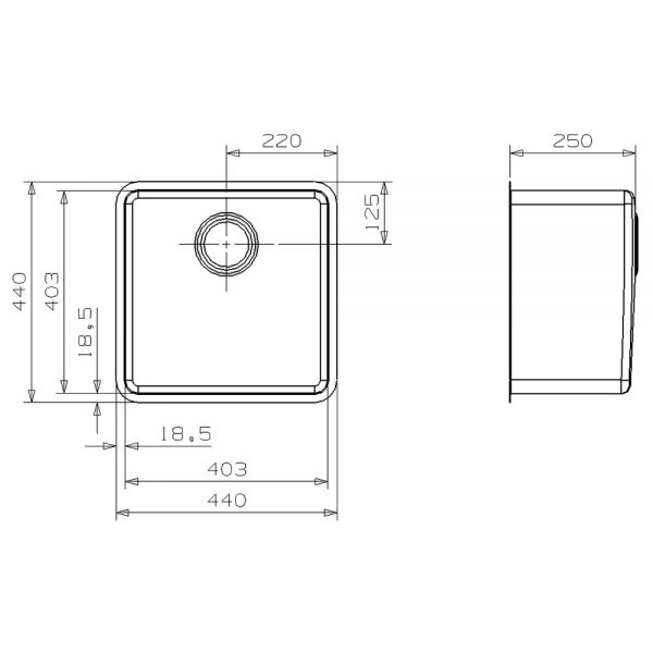Reginox Kansas Single Bowl Stainless Steel Kitchen Sink 440 x 440mm #2