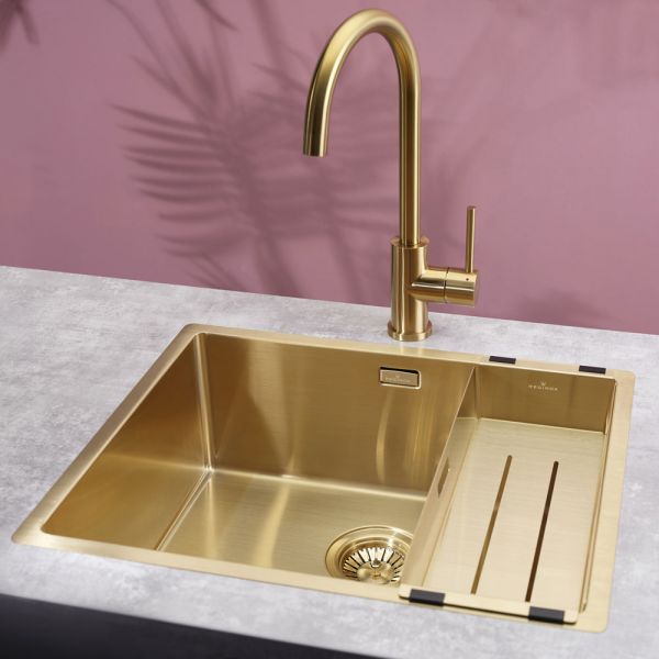 Reginox Miami Single Bowl Gold Kitchen Sink 540 x 440mm #2