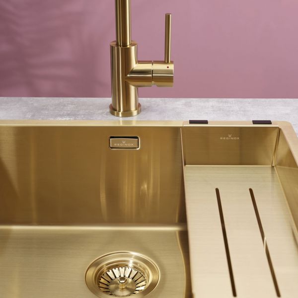Reginox Miami Single Bowl Gold Kitchen Sink 540 x 440mm #3