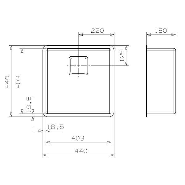 Reginox Texas Single Bowl Stainless Steel Kitchen Sink 440 x 440mm #2