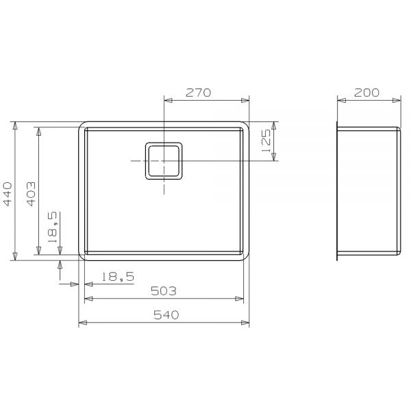 Reginox Texas Single Bowl Stainless Steel Kitchen Sink 540 x 440mm #2