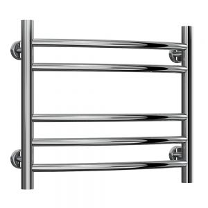 Reina Eos Polished Stainless Steel Curved Heated Towel Rail 430 x 500mm