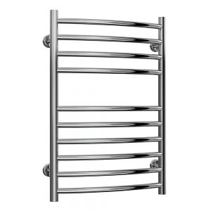 Reina Eos Polished Stainless Steel Curved Heated Towel Rail 720 x 500mm