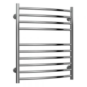 Reina Eos Polished Stainless Steel Curved Heated Towel Rail 720 x 600mm