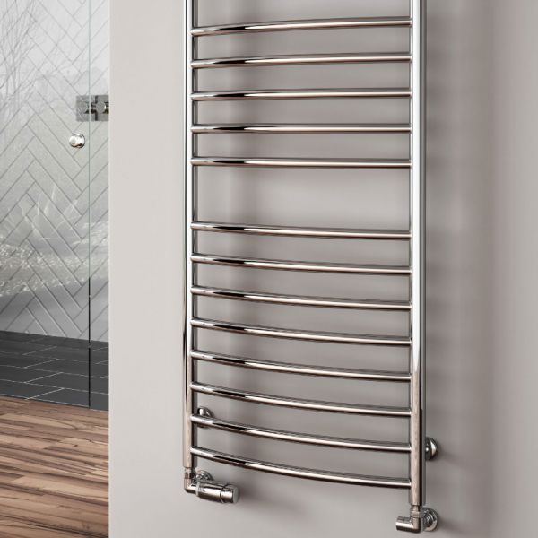 Reina Eos Polished Stainless Steel Curved Heated Towel Rail 1500 x 500mm #2