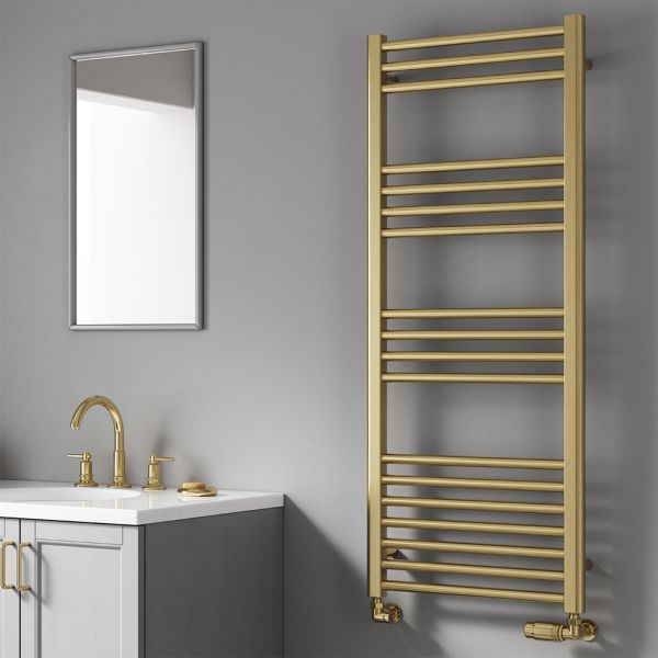 Reina Ottone Brushed Brass Designer Towel Radiator 1200 x 500mm #2