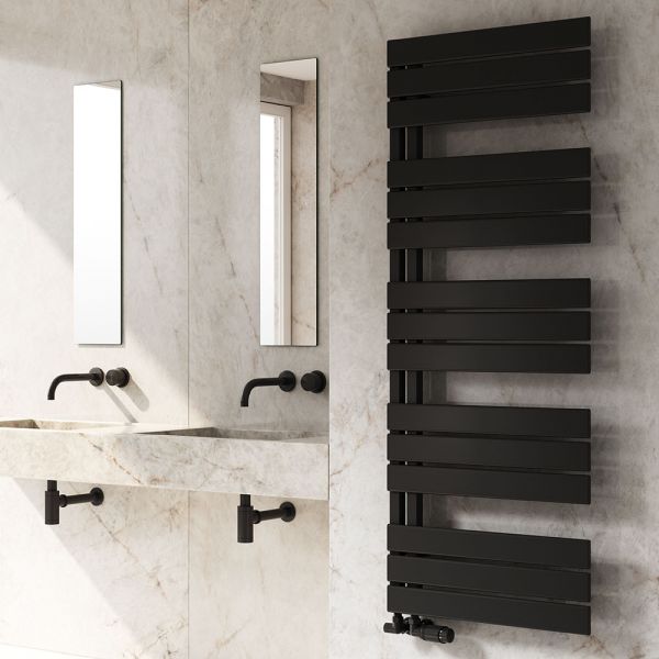 Reina Pettino Black Designer Towel Radiator 1124 x 550mm #2