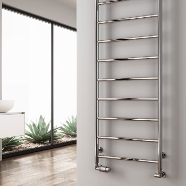 Reina Savio Polished Stainless Steel Heated Towel Rail 800 x 500mm #2