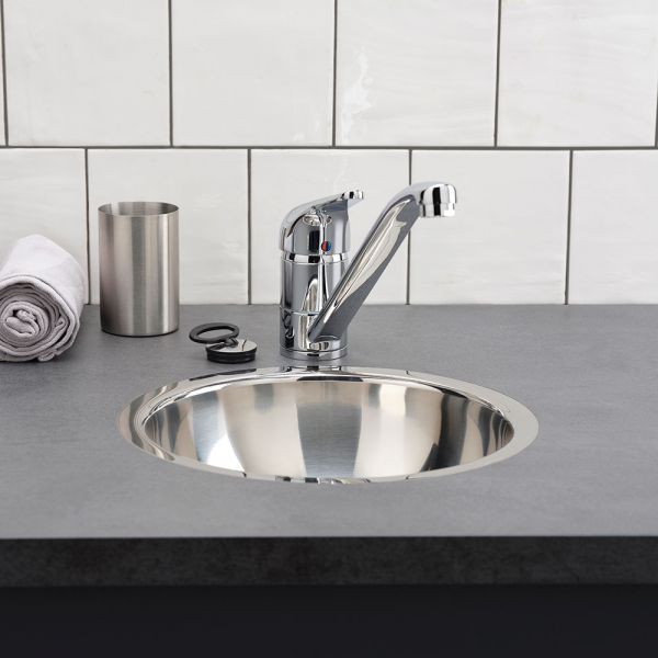 Reginox Round Single Bowl Stainless Steel Kitchen Sink 290 x 290 x 125mm #3