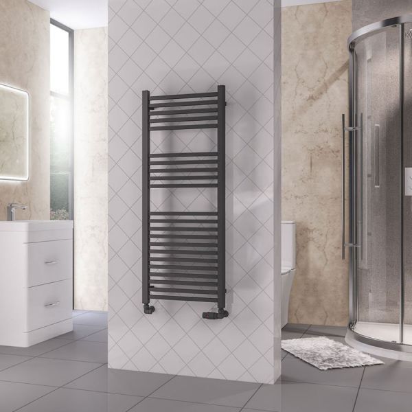 Eastbrook Rion Multirail 1200 x 500 Straight Matt Anthracite Towel Rail #2