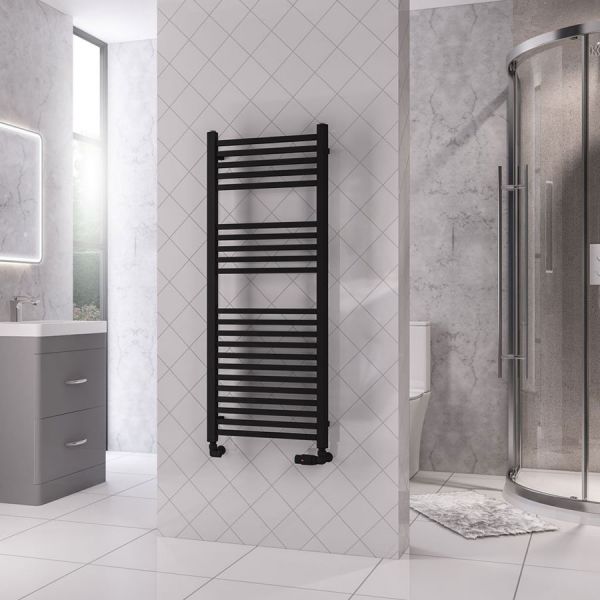 Eastbrook Rion Multirail 1200 x 500 Straight Matt Black Towel Rail #2