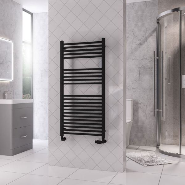 Eastbrook Rion Multirail 1200 x 600 Straight Matt Black Towel Rail #2