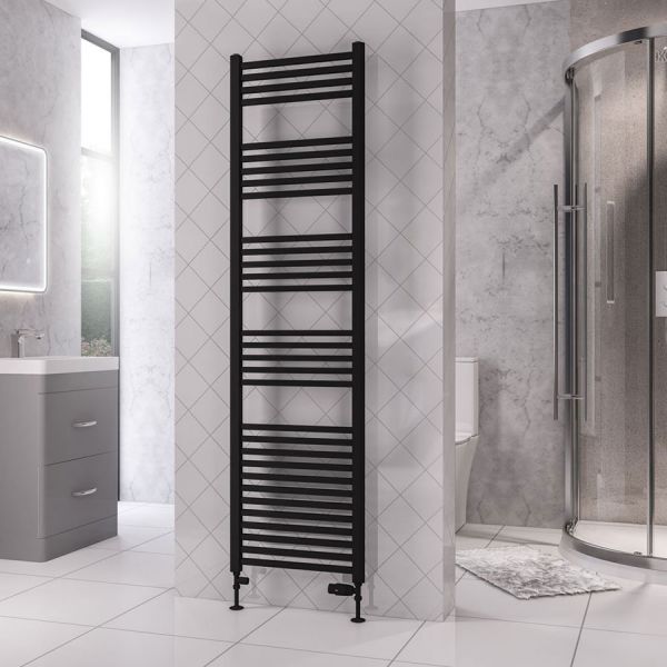 Eastbrook Rion Multirail 1800 x 500 Straight Matt Black Towel Rail #2
