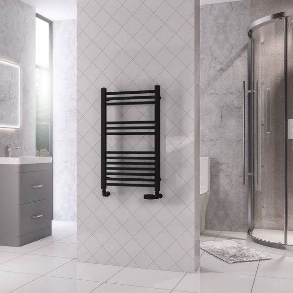 Eastbrook Rion Multirail 800 x 500 Straight Matt Black Towel Rail #2