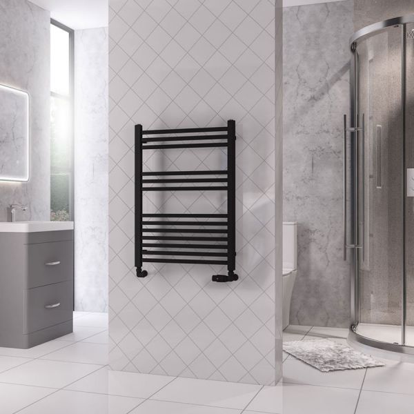 Eastbrook Rion Multirail 800 x 600 Straight Matt Black Towel Rail #2