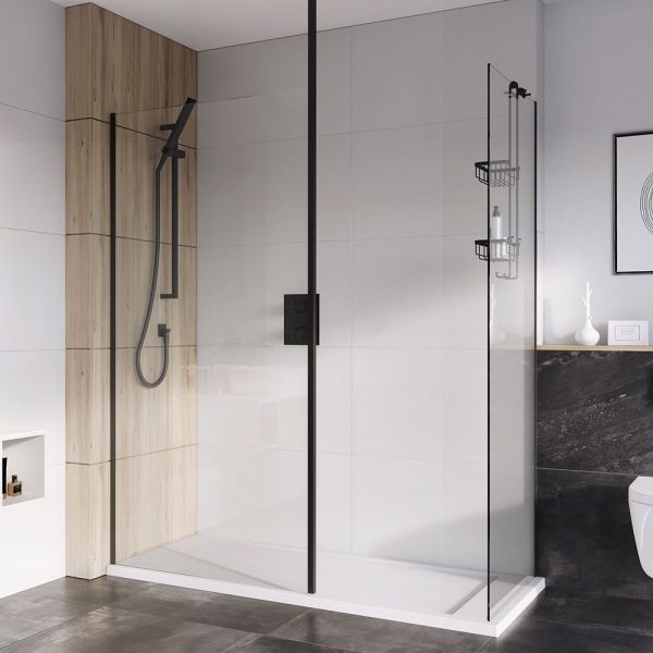 Roman Showers Select 10mm Black Walk In Wetroom Shower Panel 600mm Wide