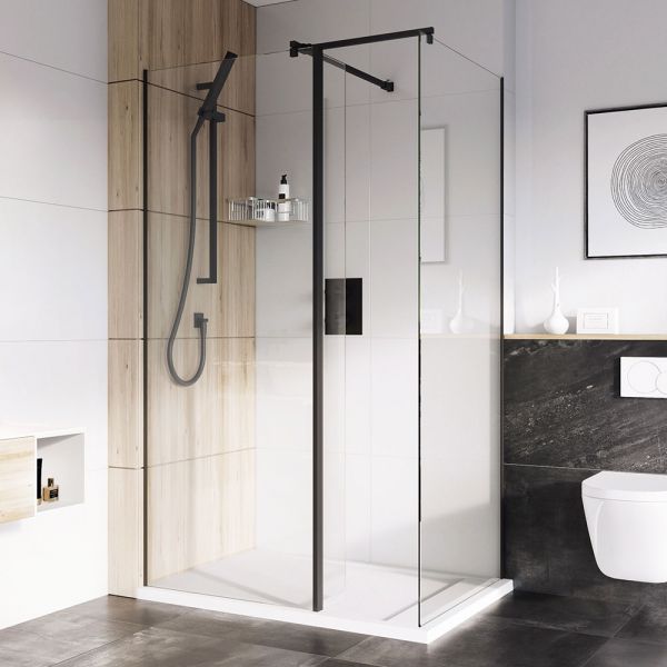 Roman Showers Select 8mm Black Walk In Wetroom Shower Panel 800mm Wide