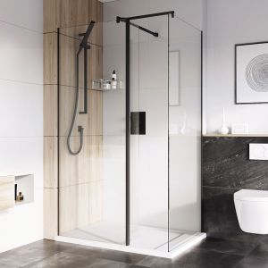 Roman Showers Select 10mm Black Walk In Wetroom Shower Panel 1100mm Wide