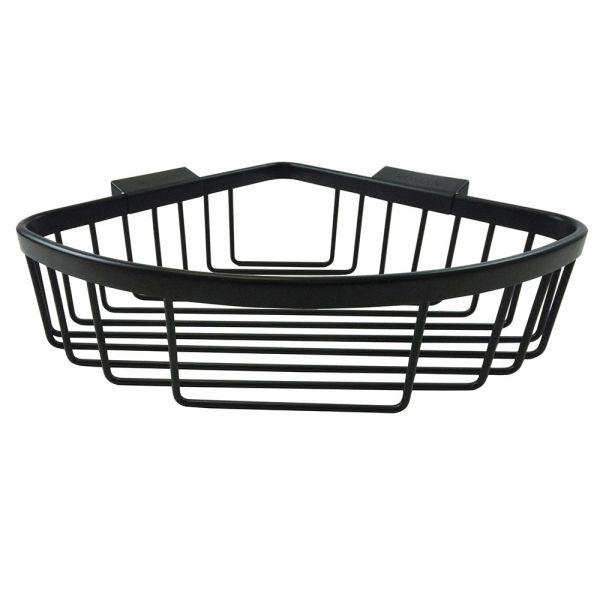 Roman Showers Black Large Corner Shower Basket