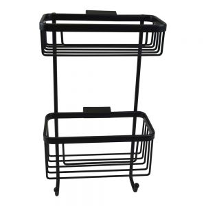 Roman Showers Black Double Rectangular Shower Basket with Hooks