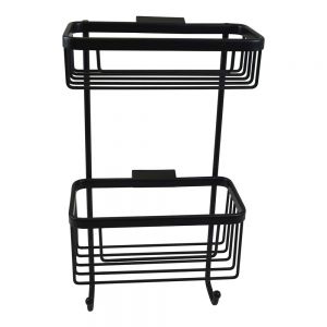 Roman Showers Black Double Rectangular Shower Basket with Hooks