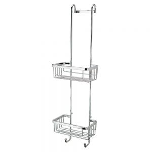 Roman Showers Chrome Double Hanging Shower Basket with Hooks