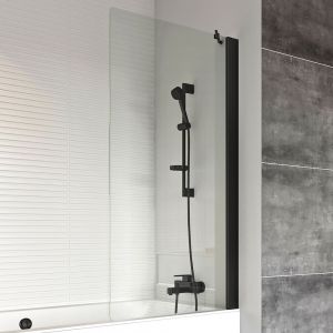 Roman Showers Haven 6 Fixed Rectangular Black Bath Screen 1467 x 800mm