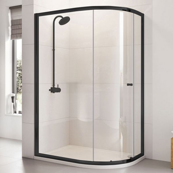 Roman Showers Haven 6 Black Single Door Offset Quadrant Enclosure 1000 x 800mm