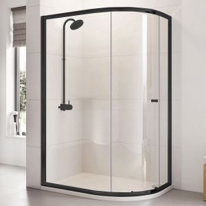 Roman Showers Haven 6 Black Single Door Offset Quadrant Enclosure 1000 x 800mm