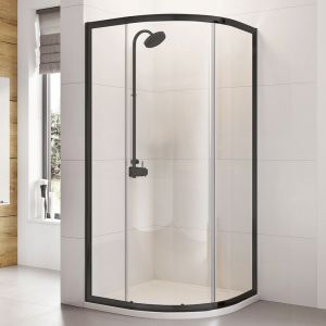 Roman Showers Haven 6 Black Single Door Quadrant Enclosure 900 x 900mm