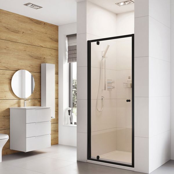 Roman Showers Haven 6 Black Pivot Shower Door 800mm #2