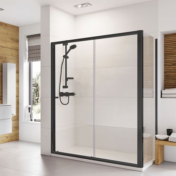 Roman Showers Haven 6 Black Sliding Shower Door 1100mm #2