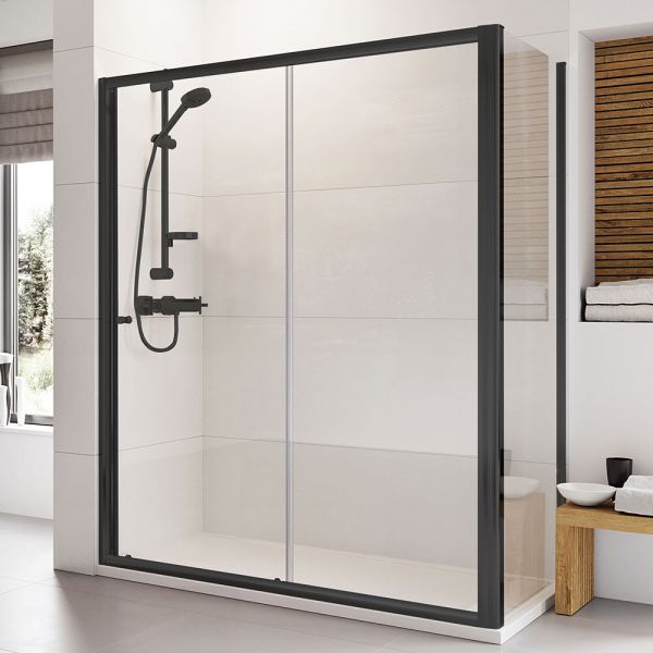 Roman Showers Haven 6 Black Sliding Shower Door 1100mm