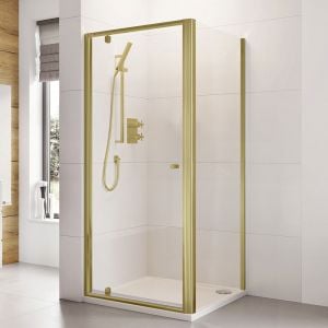 Roman Showers Haven 6 Brushed Brass Pivot Shower Door 760mm