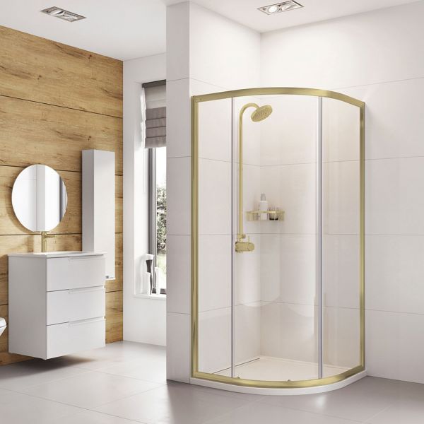 Roman Showers Haven 6 Brushed Brass Single Door Quadrant Enclosure 900 x 900mm #2
