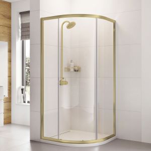 Roman Showers Haven 6 Brushed Brass Single Door Quadrant Enclosure 900 x 900mm