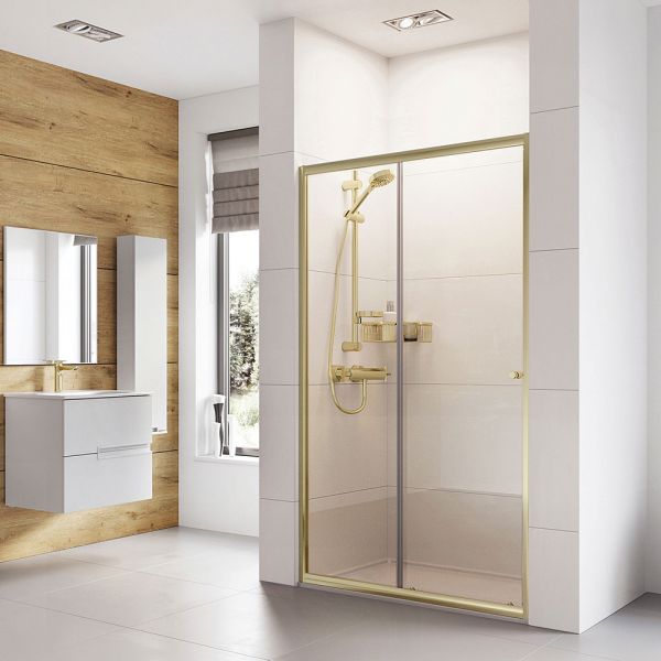 Roman Showers Haven 6 Brushed Brass Sliding Shower Door 1000mm #2