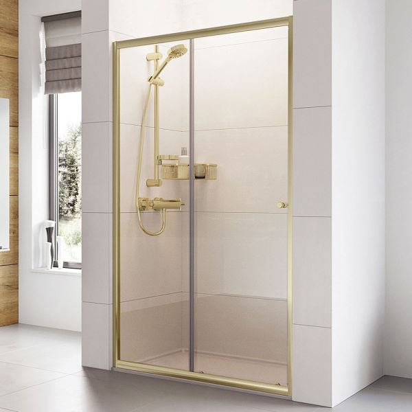 Roman Showers Haven 6 Brushed Brass Sliding Shower Door 1000mm
