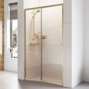 Roman Showers Haven 6 Brushed Brass Sliding Shower Door 1000mm